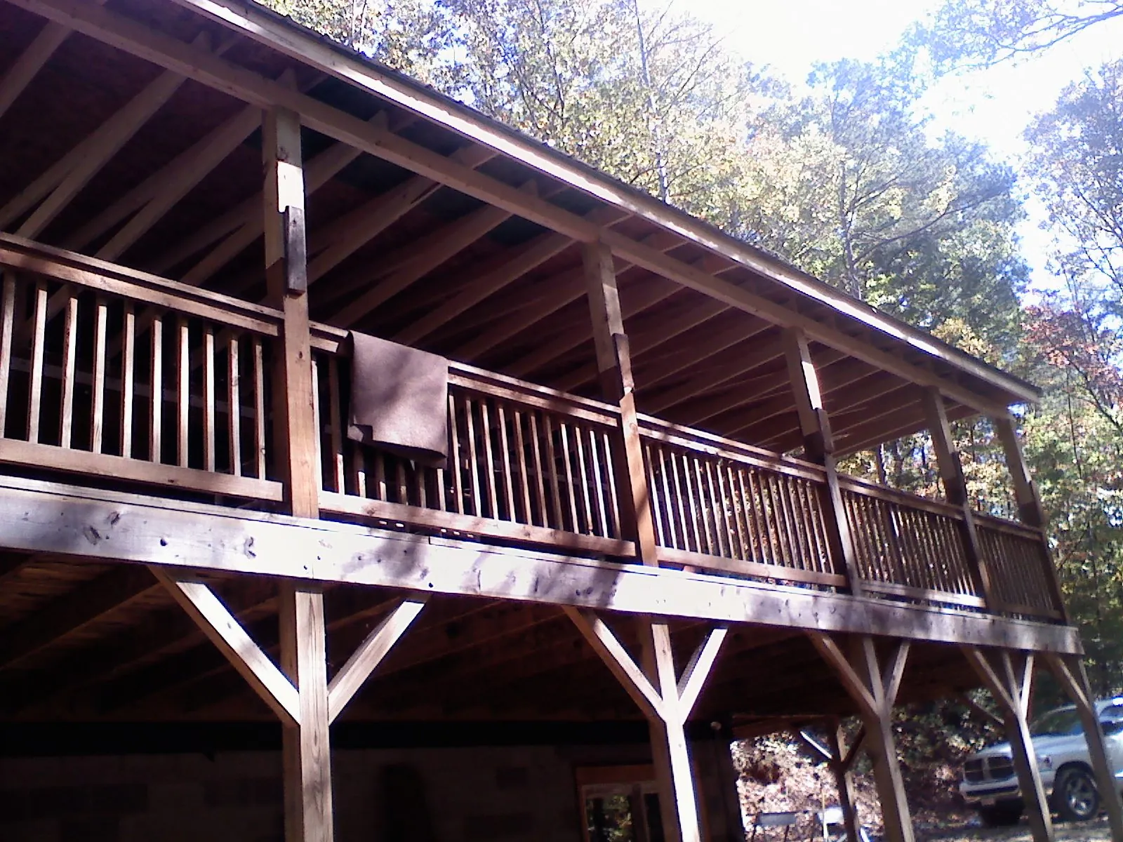Timber framing under a new elevated porch and deck — Roof Leak Repair in Ambridge by Roofing Brothers